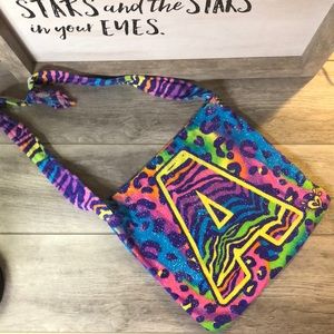 Justice letter A multicolored towel tote bag
